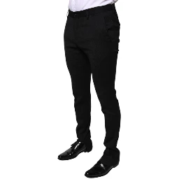 Black Wool Skinny Formal Dress Pants
