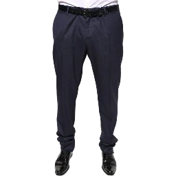 Blue Wool Skinny Formal Dress Pants