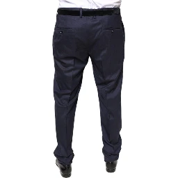 Blue Wool Skinny Formal Dress Pants
