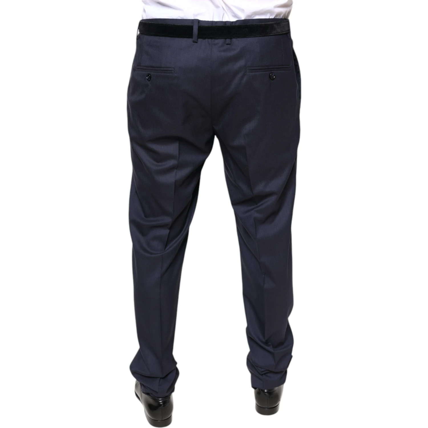 Blue Wool Skinny Formal Dress Pants