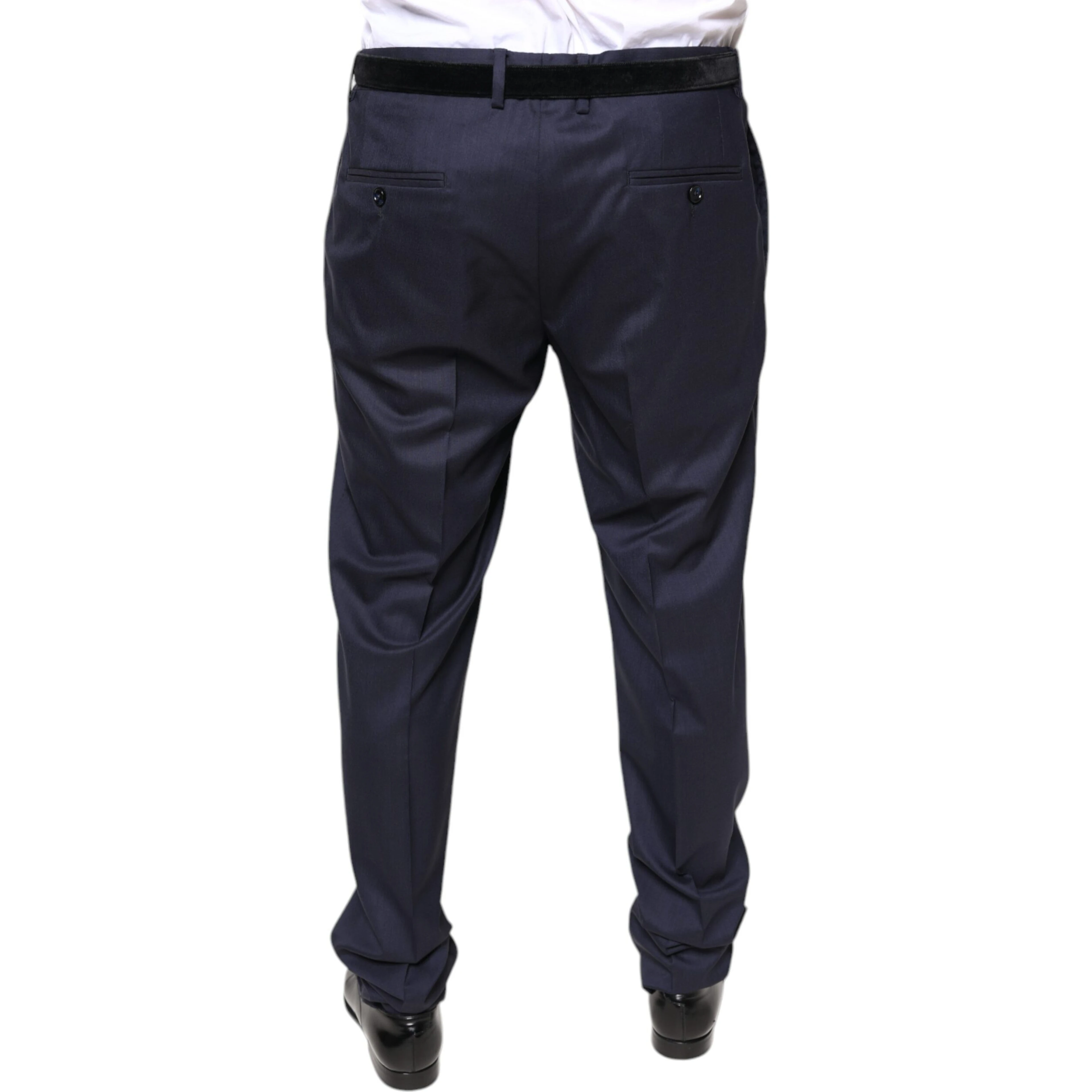 Blue Wool Skinny Formal Dress Pants