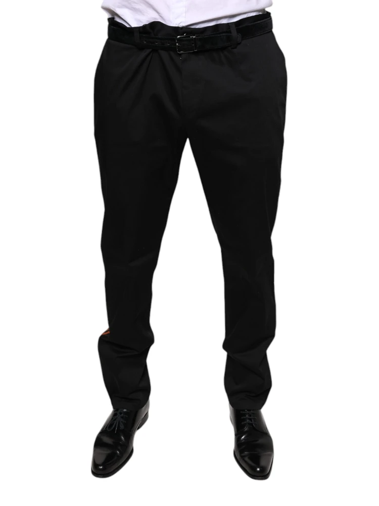 Black Cotton Stretch Skinny Men Dress Pants