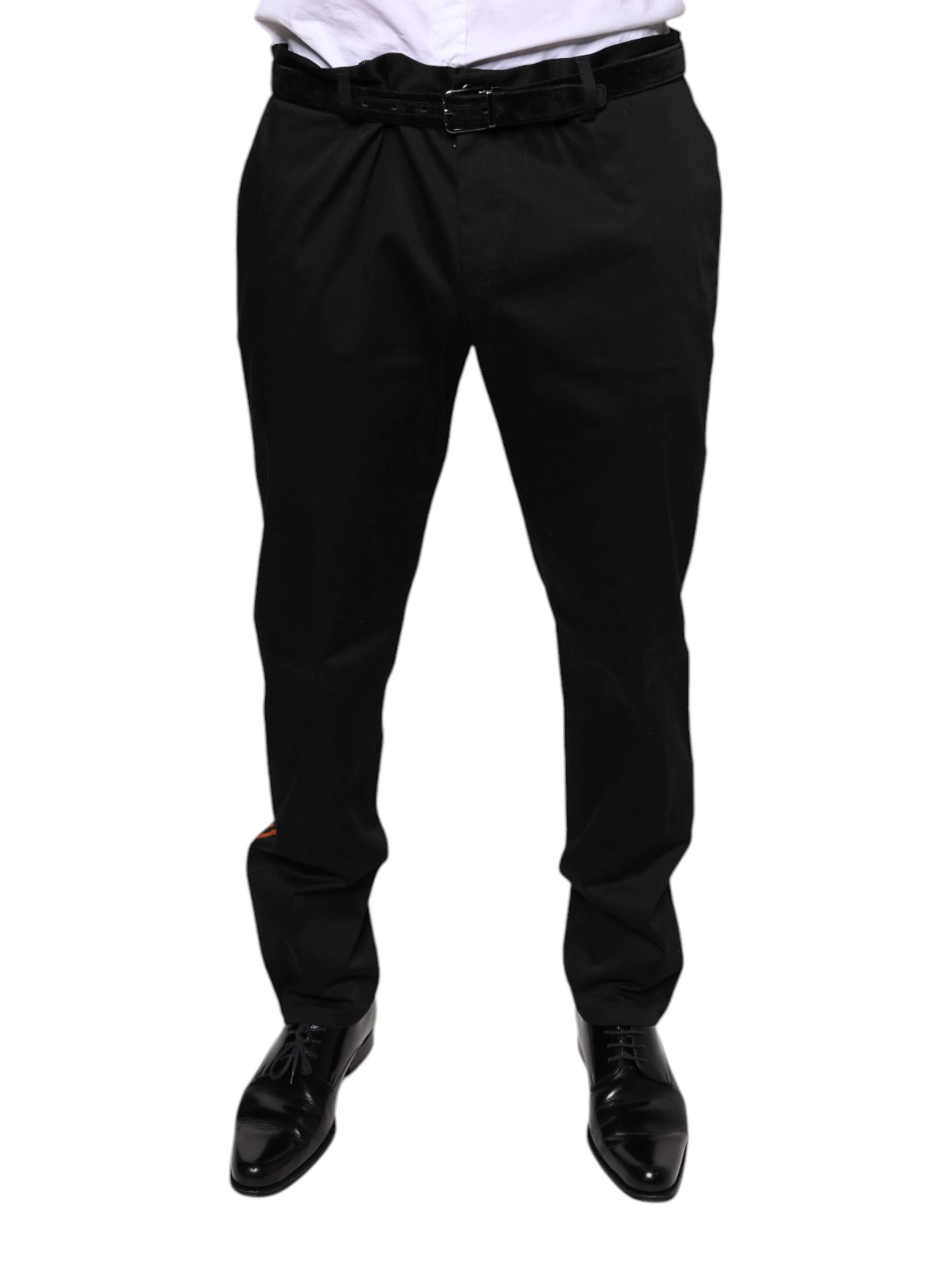 Black Cotton Stretch Skinny Men Dress Pants