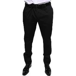 Black Cotton Stretch Skinny Men Dress Pants