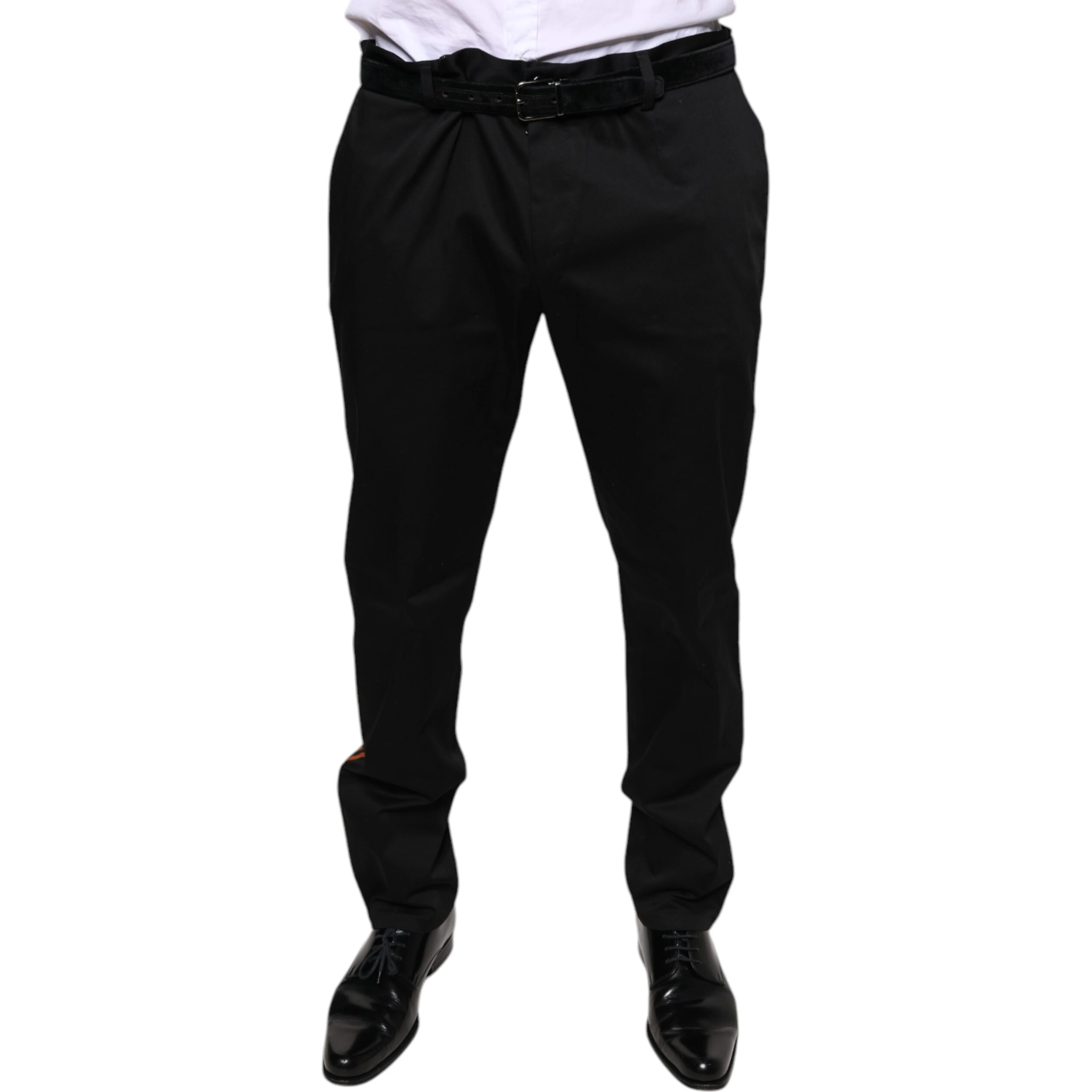 Black Cotton Stretch Skinny Men Dress Pants