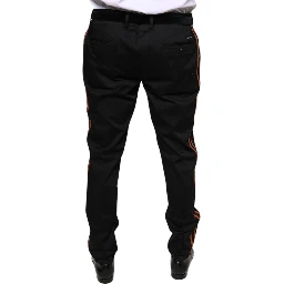 Black Cotton Stretch Skinny Men Dress Pants