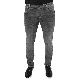 Dark Gray Cotton Stretch Skinny Denim Jeans