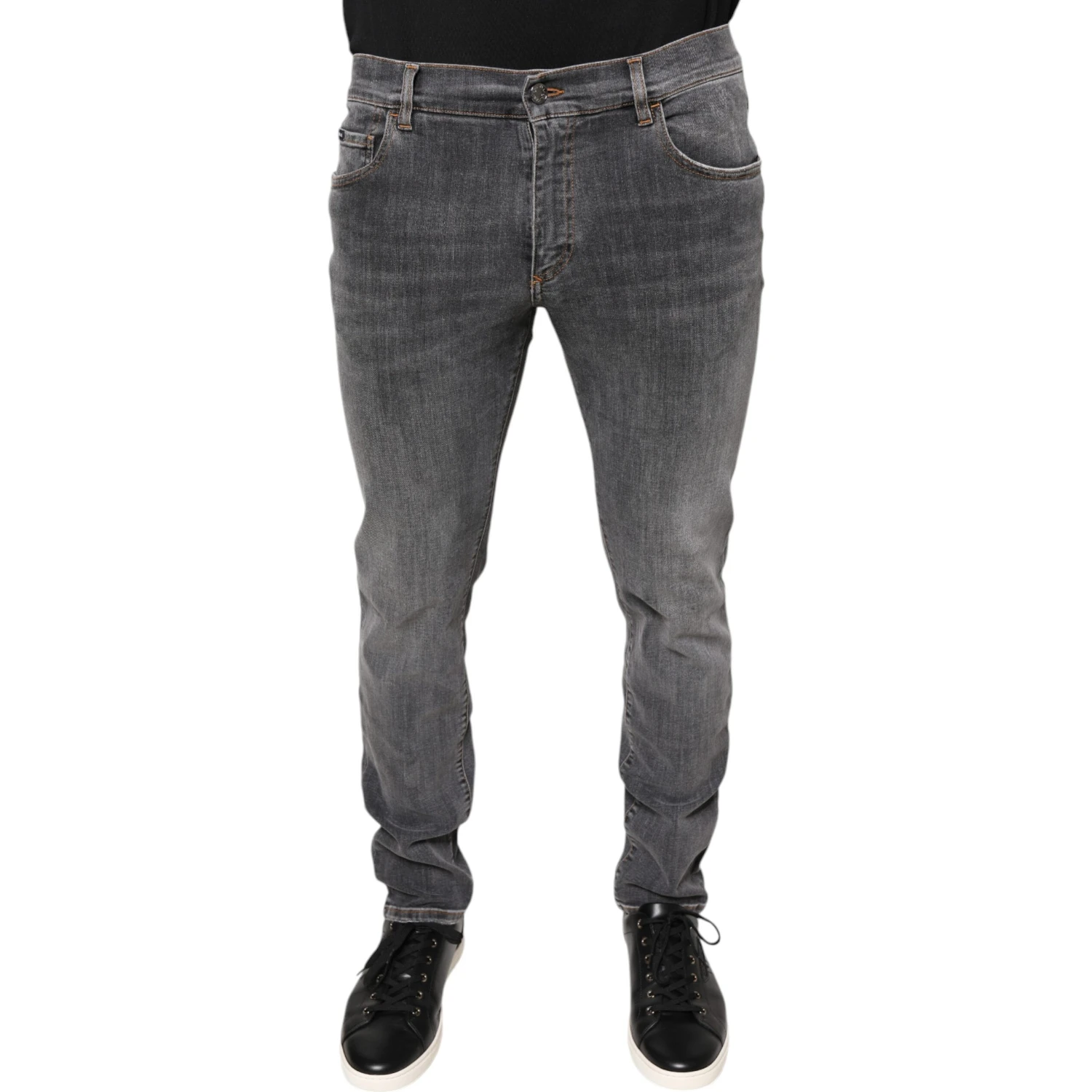 Dark Gray Cotton Stretch Skinny Denim Jeans