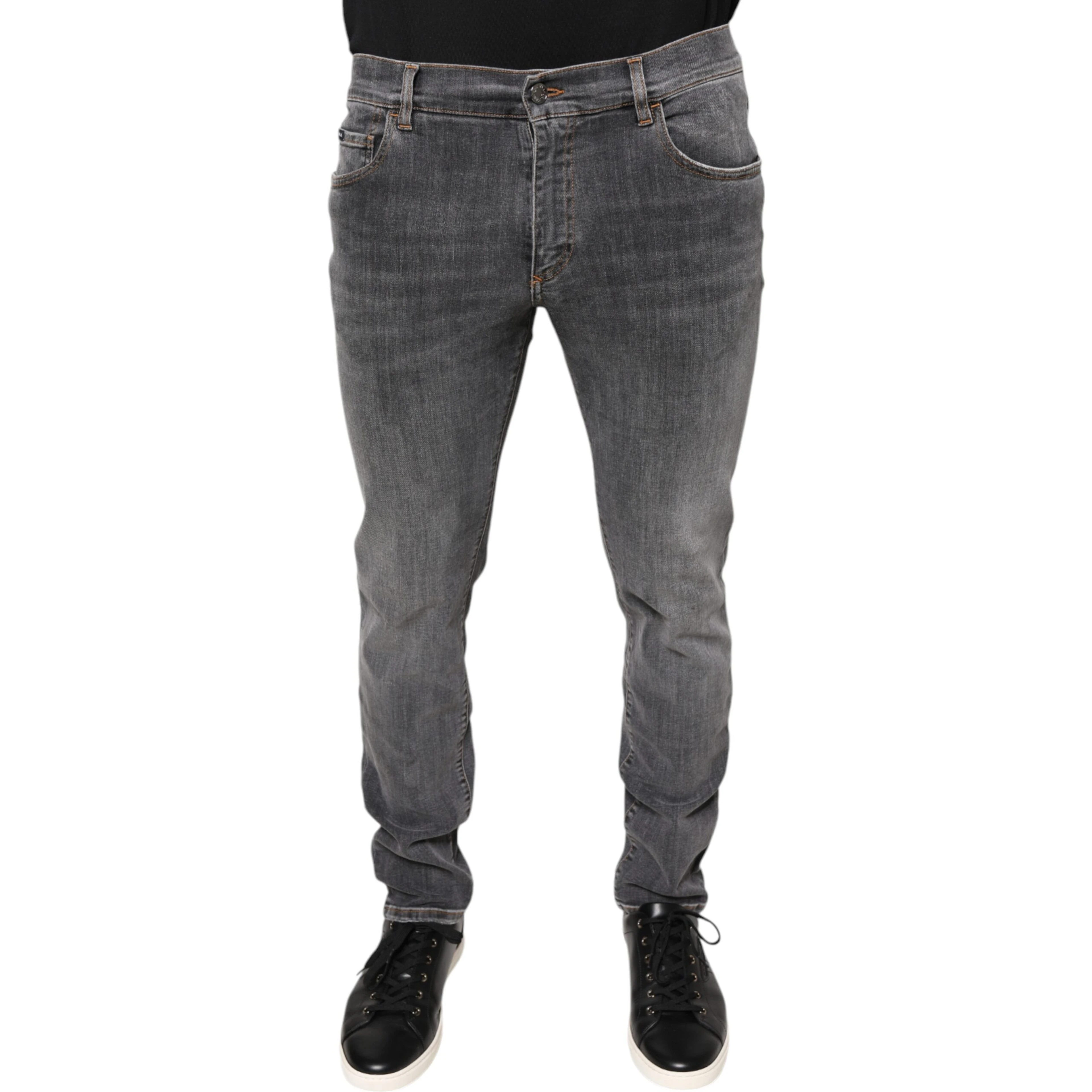 Dark Gray Cotton Stretch Skinny Denim Jeans