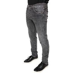 Dark Gray Cotton Stretch Skinny Denim Jeans