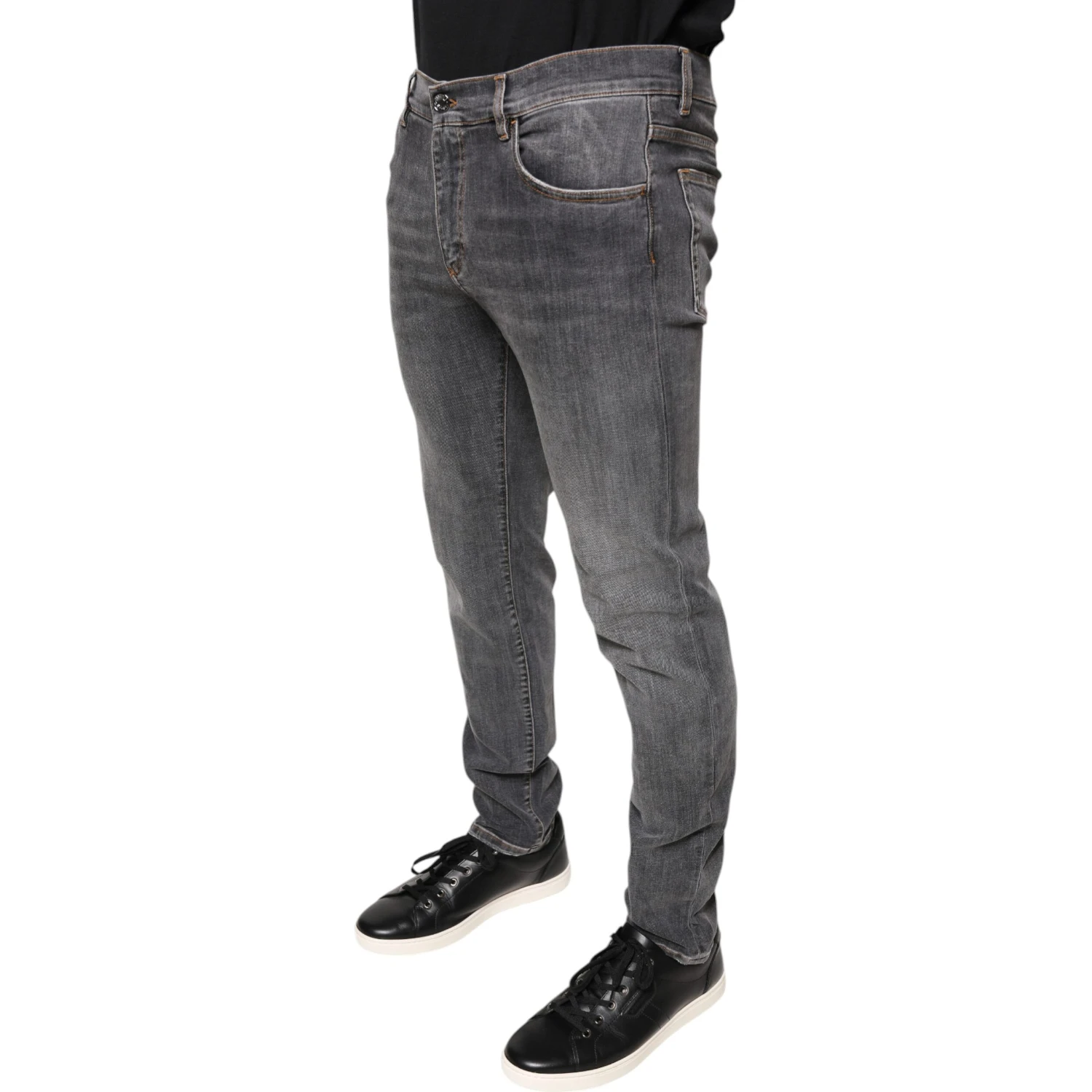 Dark Gray Cotton Stretch Skinny Denim Jeans