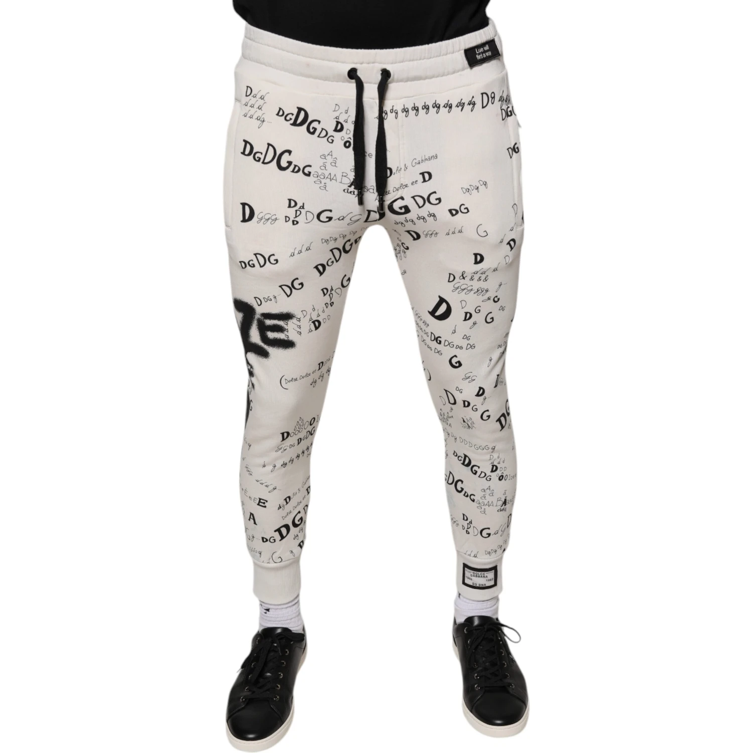 White Printed Cotton Jogger Sweatpants Pants