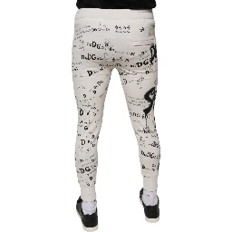 White Printed Cotton Jogger Sweatpants Pants