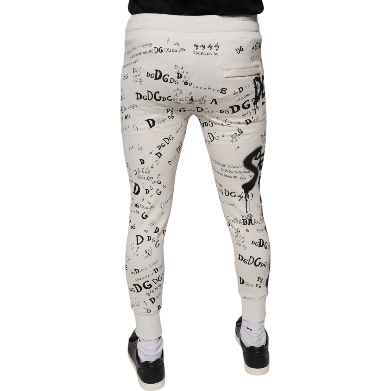 White Printed Cotton Jogger Sweatpants Pants