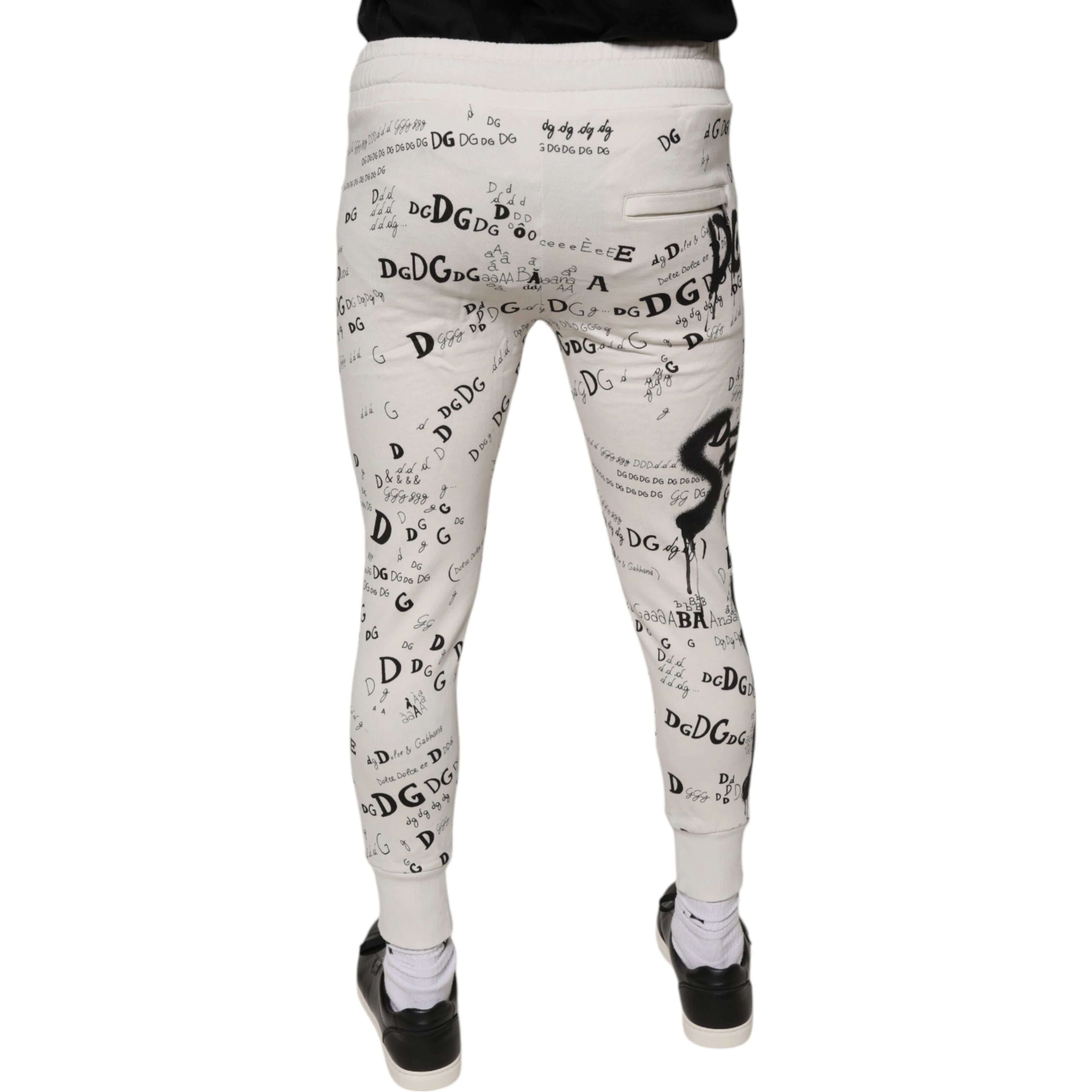 White Printed Cotton Jogger Sweatpants Pants