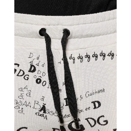 White Printed Cotton Jogger Sweatpants Pants
