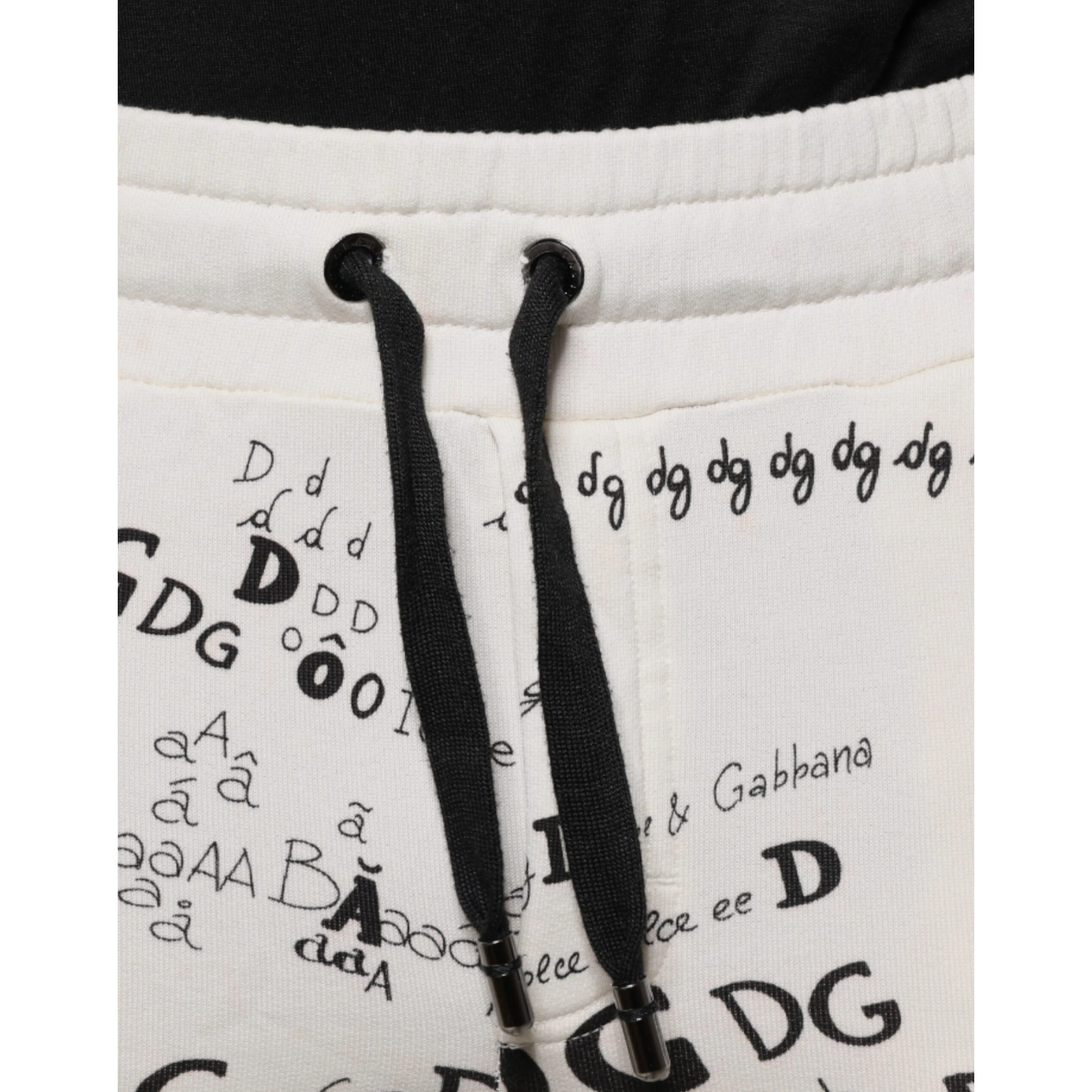 White Printed Cotton Jogger Sweatpants Pants