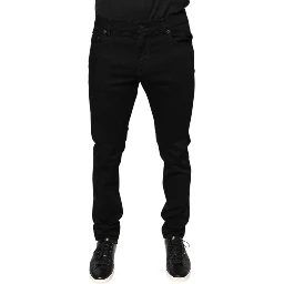 Black Cotton Stretch Skinny Men Denim Jeans