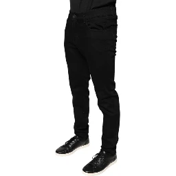 Black Cotton Stretch Skinny Men Denim Jeans
