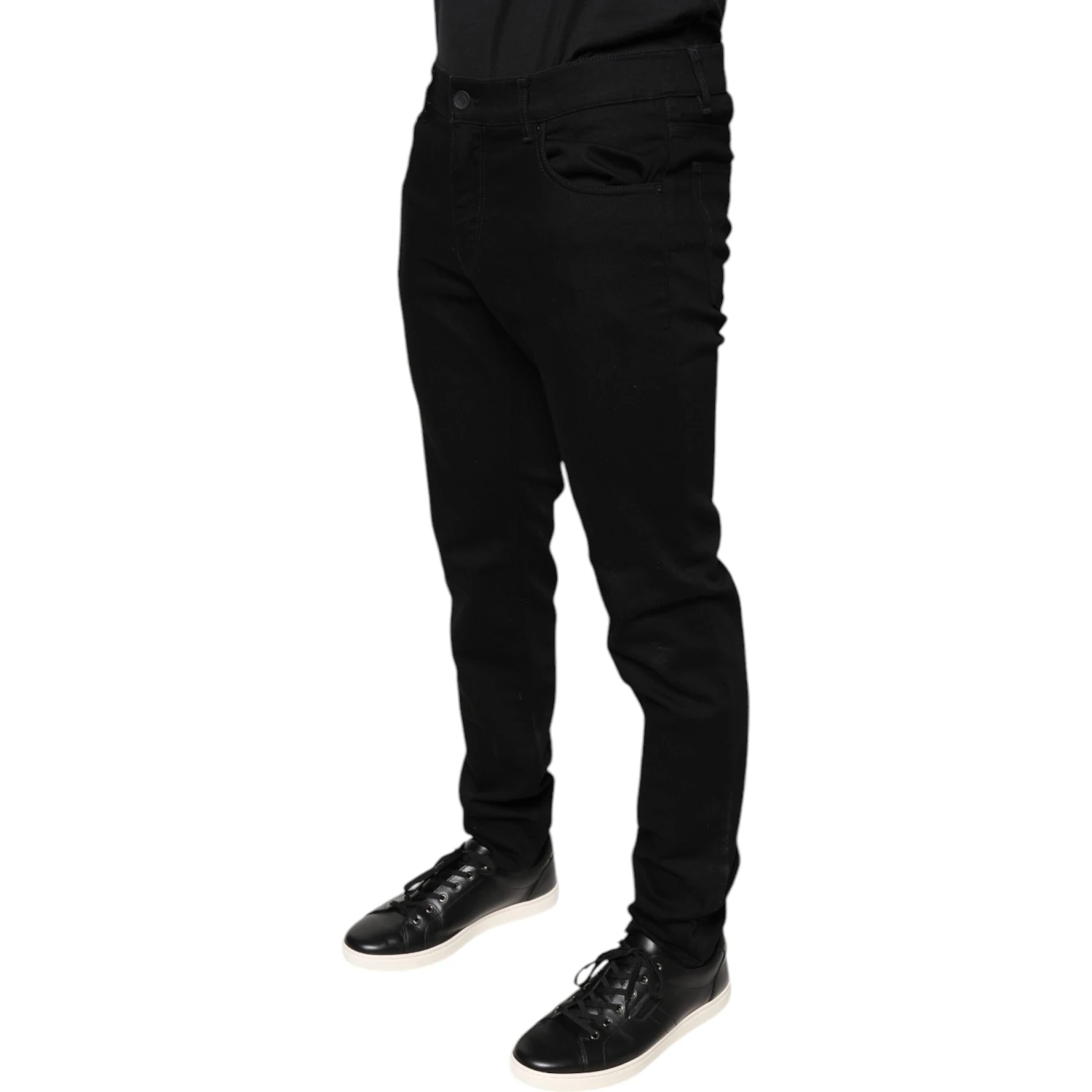 Black Cotton Stretch Skinny Men Denim Jeans