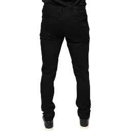 Black Cotton Stretch Skinny Men Denim Jeans