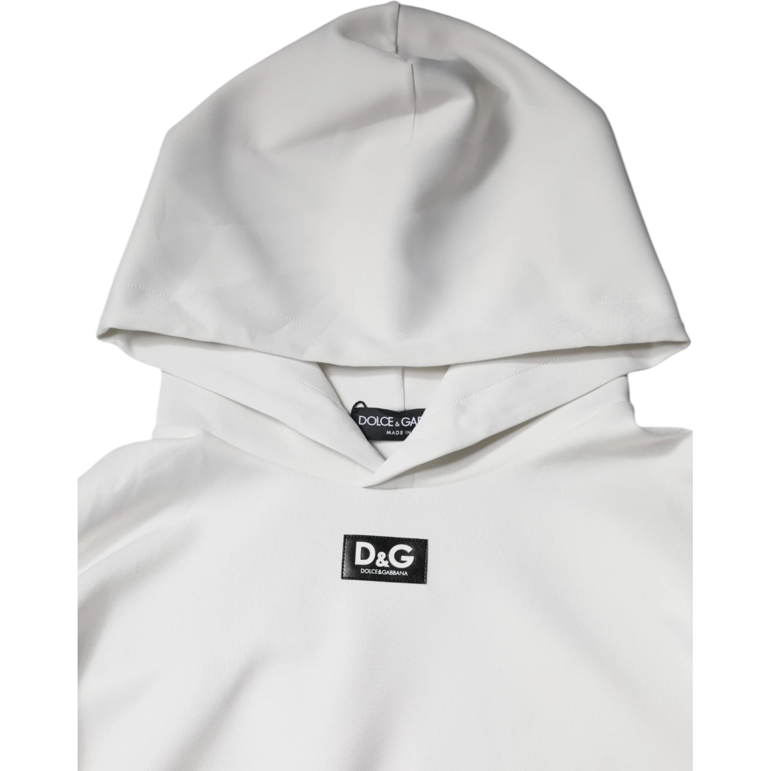 White D&G Logo Hooded Men Sweatshirt Sweater