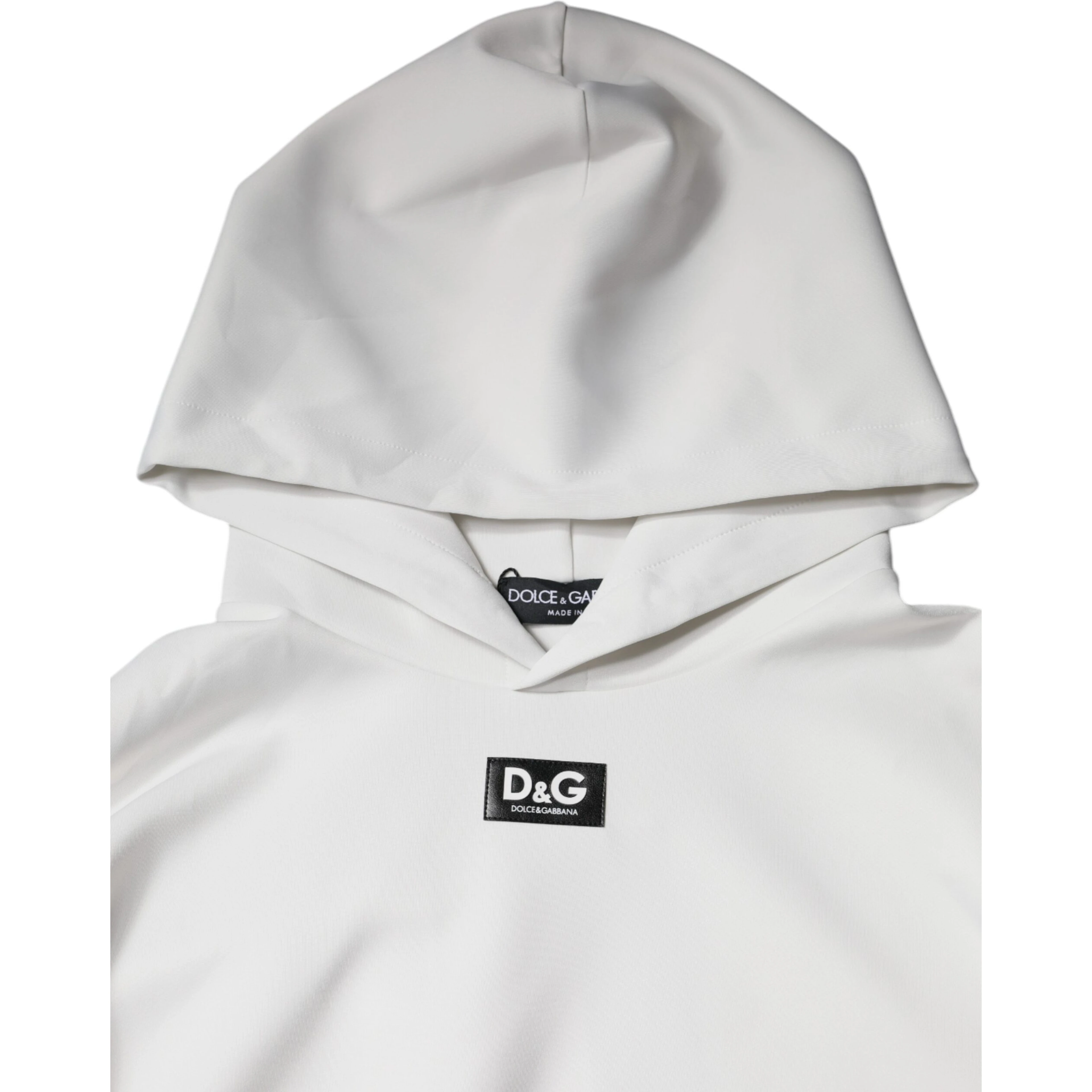 White D&G Logo Hooded Men Sweatshirt Sweater