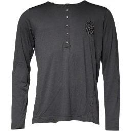 Gray Crown Bee Embroidery Pullover Sweater