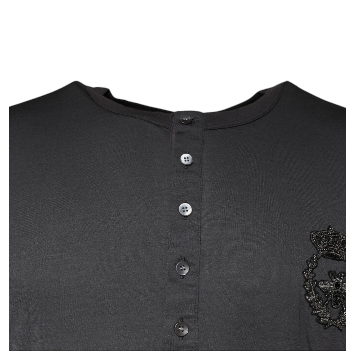 Gray Crown Bee Embroidery Pullover Sweater