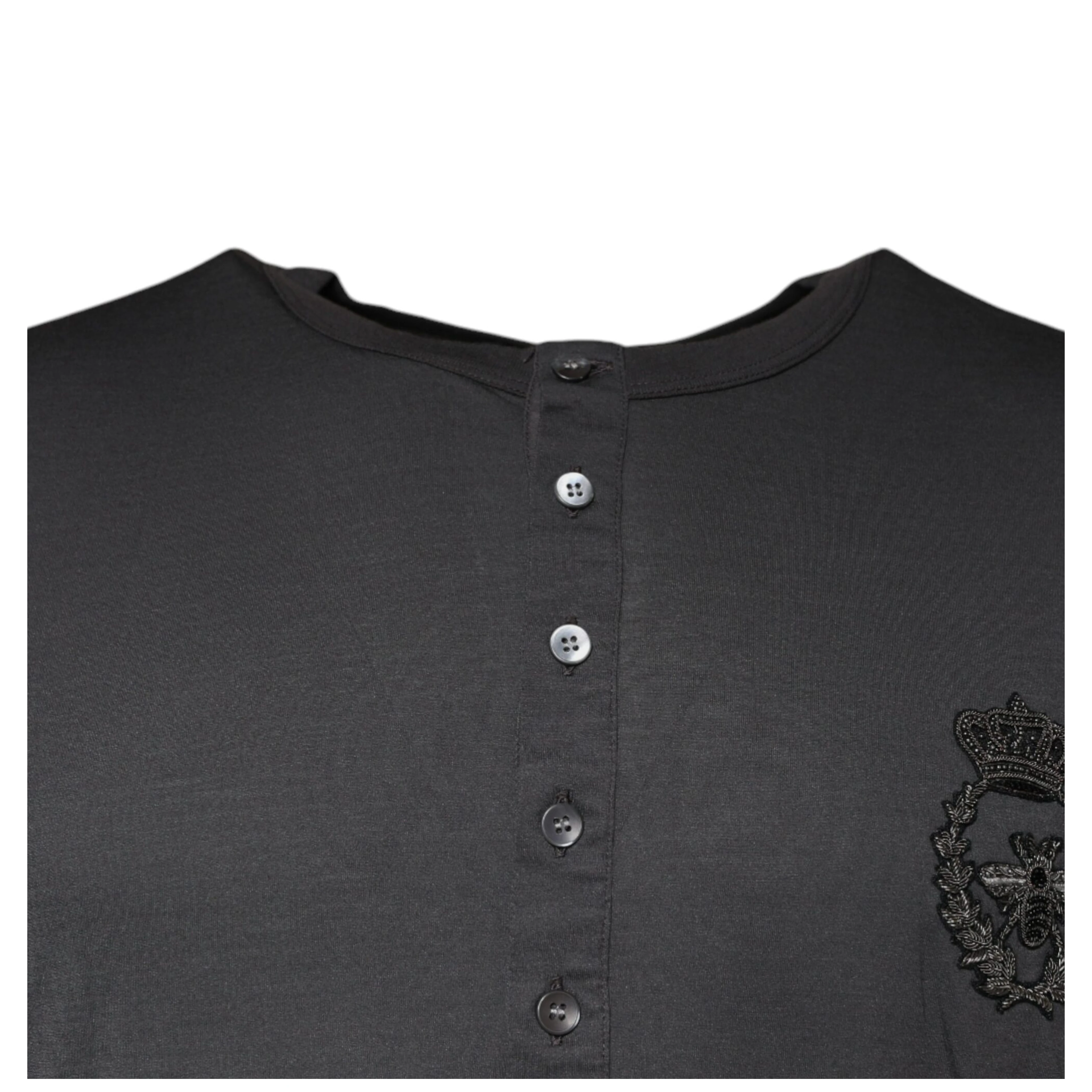 Gray Crown Bee Embroidery Pullover Sweater