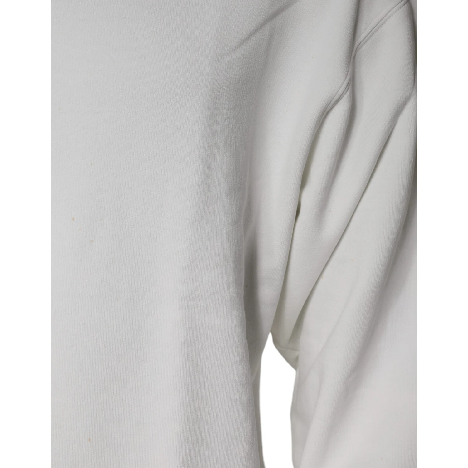 White Logo Cotton Crew Neck Pullover Sweater