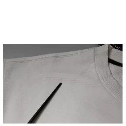 White Logo Cotton Crew Neck Pullover Sweater