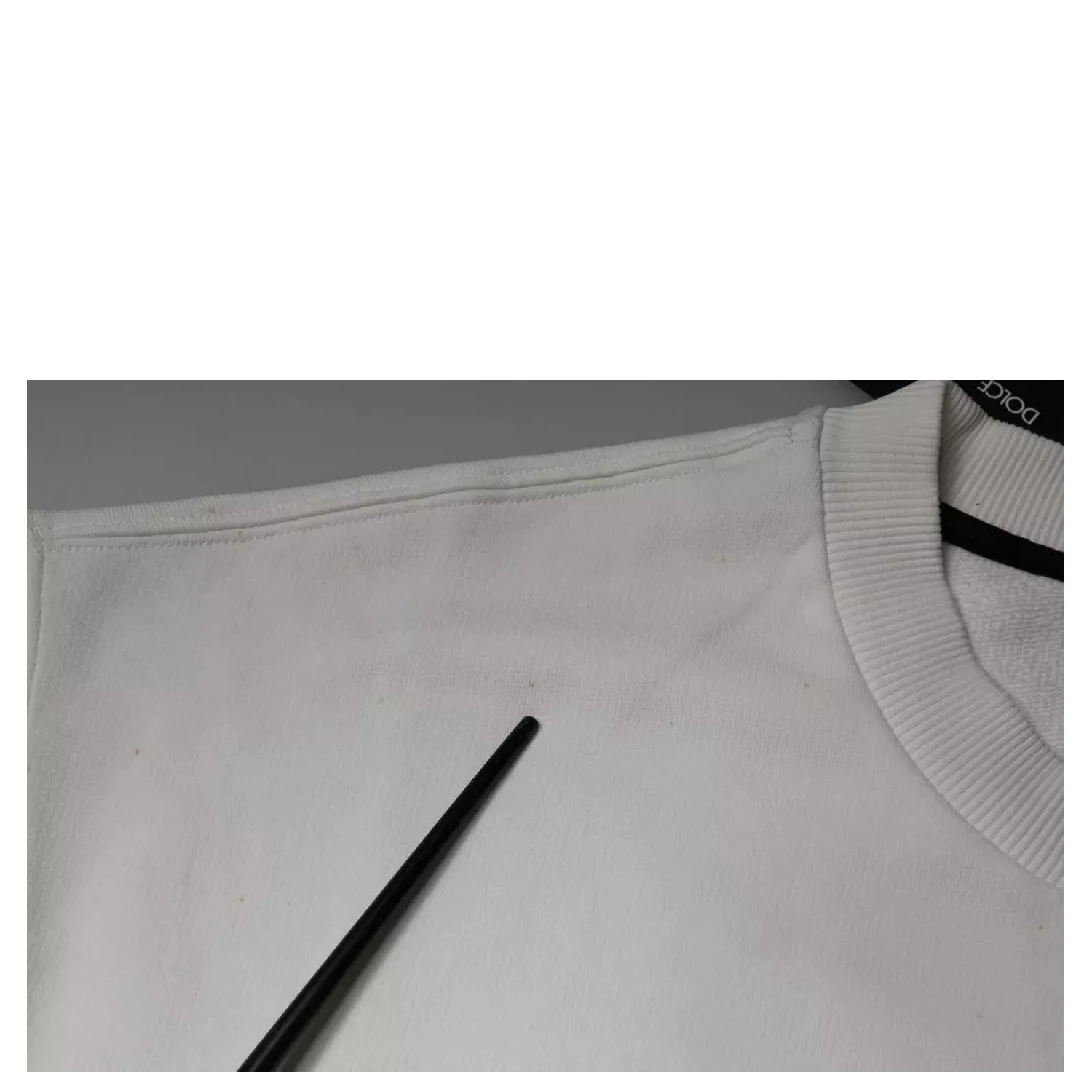 White Logo Cotton Crew Neck Pullover Sweater