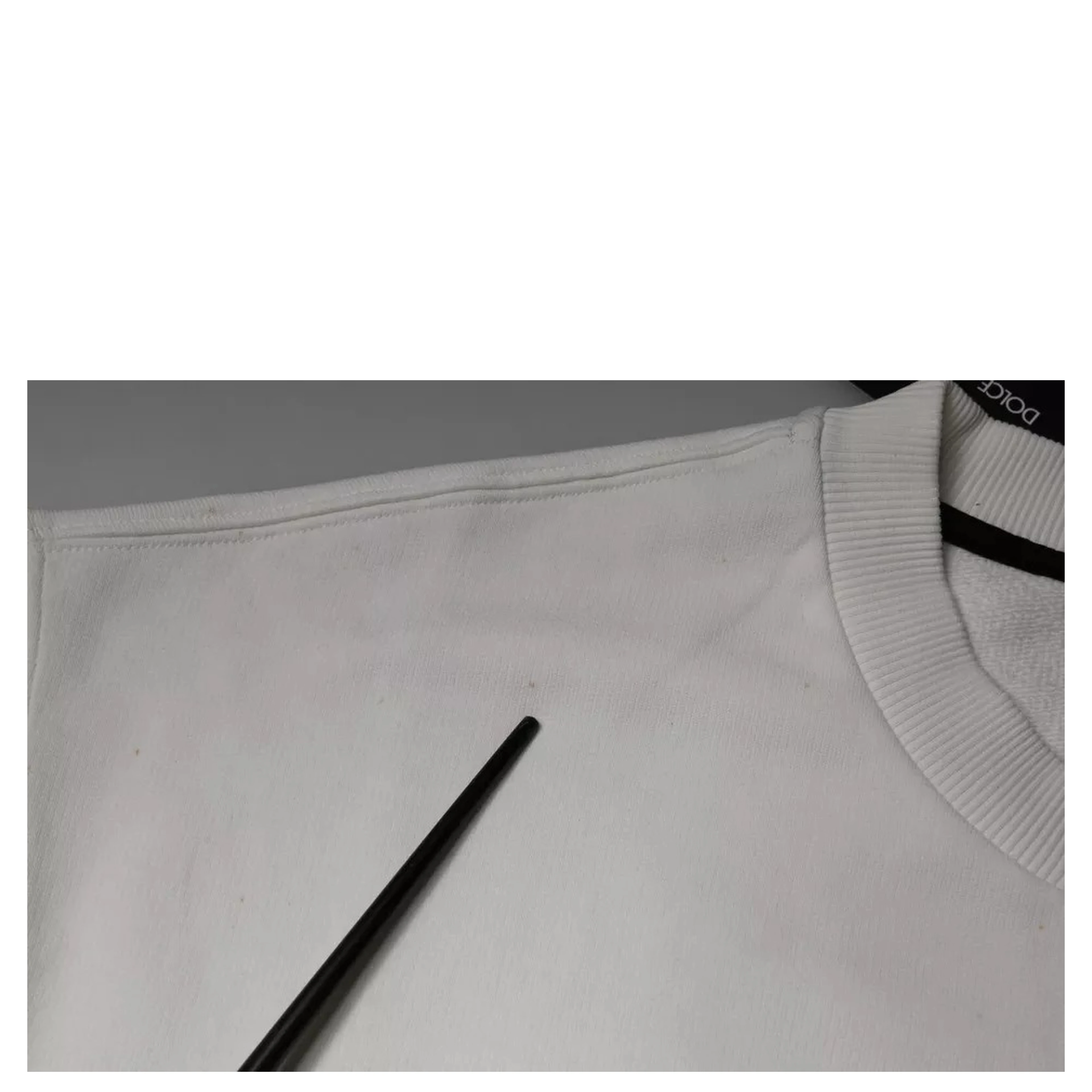 White Logo Cotton Crew Neck Pullover Sweater