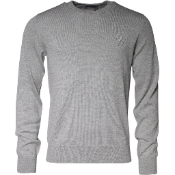 Light Gray Wool Crew Neck Pullover Sweater