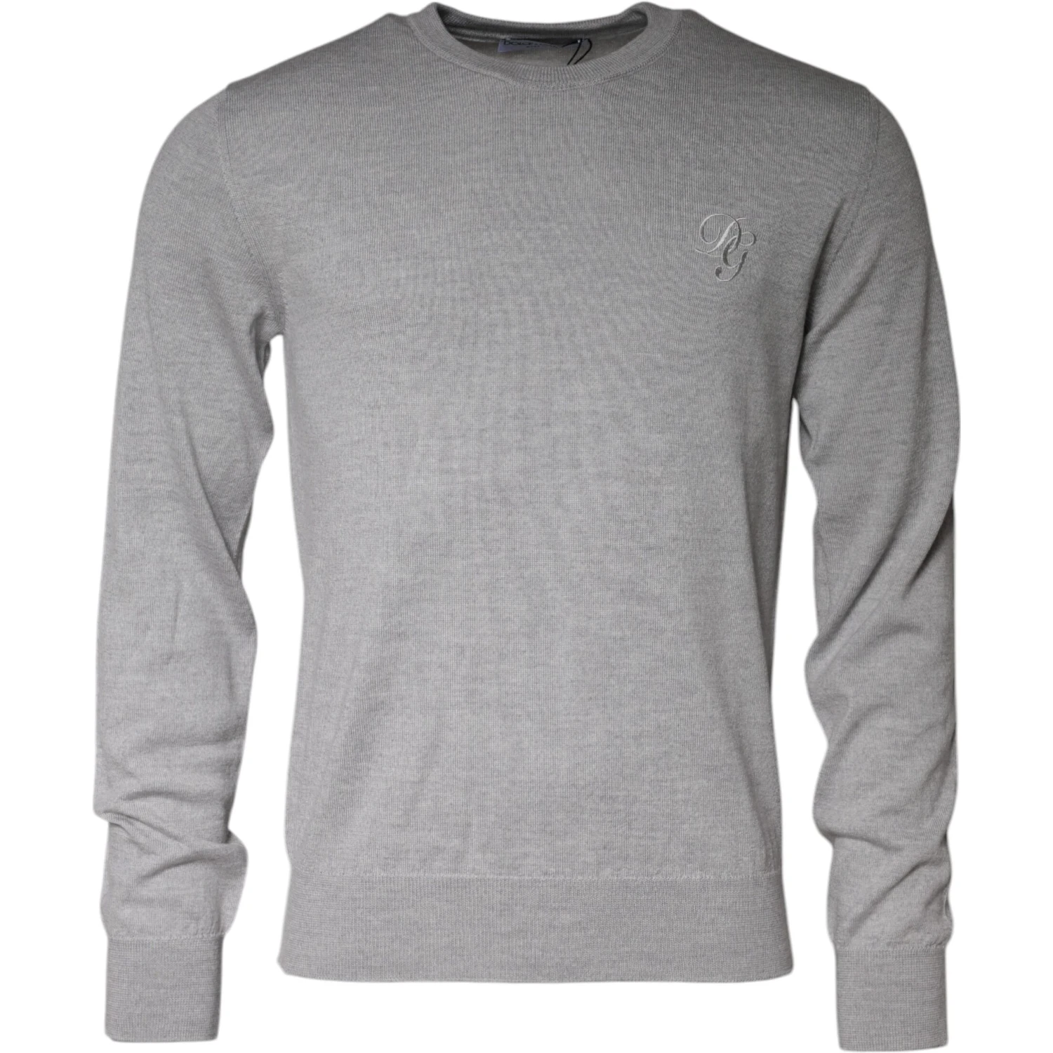 Light Gray Wool Crew Neck Pullover Sweater