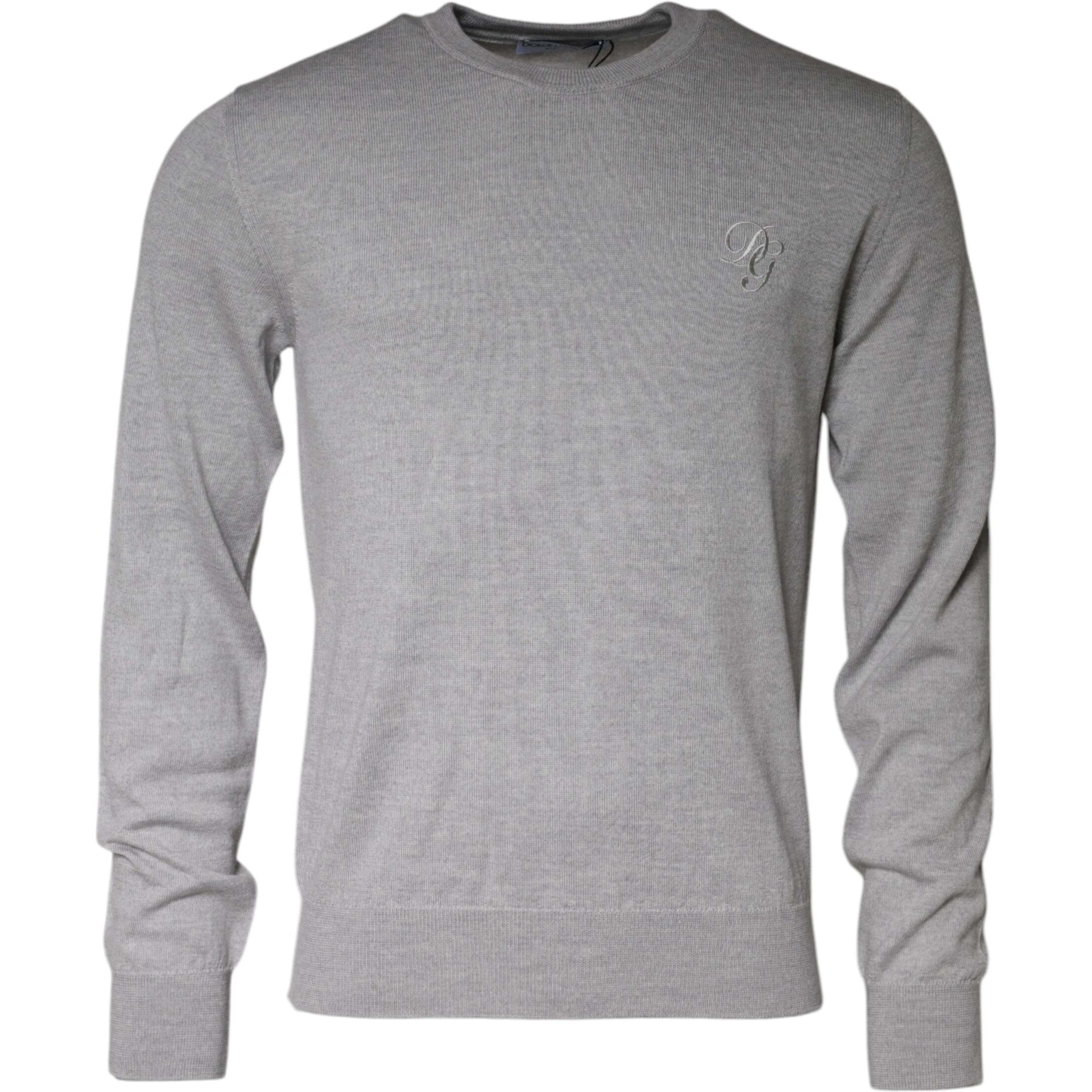 Light Gray Wool Crew Neck Pullover Sweater