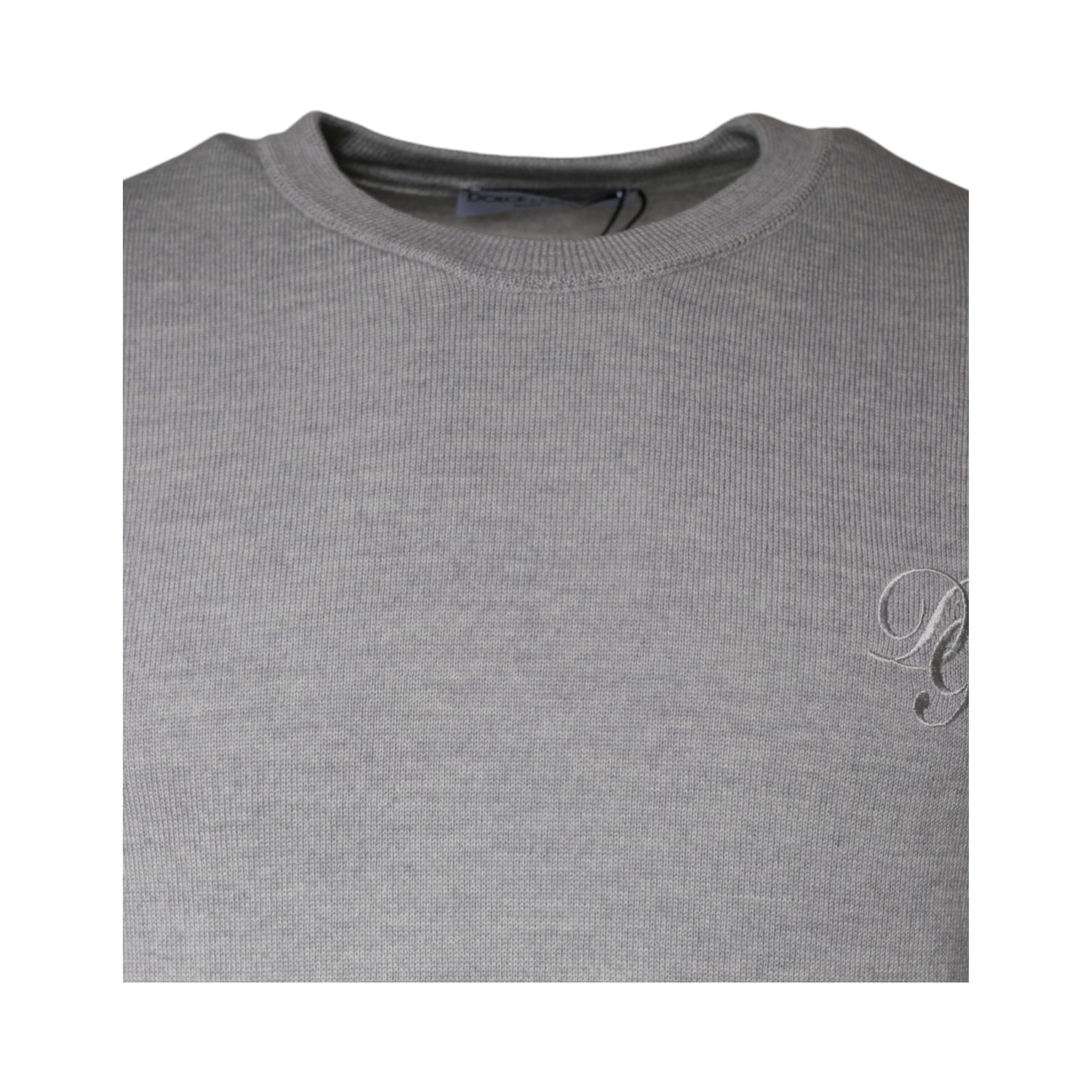 Light Gray Wool Crew Neck Pullover Sweater