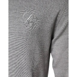 Light Gray Wool Crew Neck Pullover Sweater