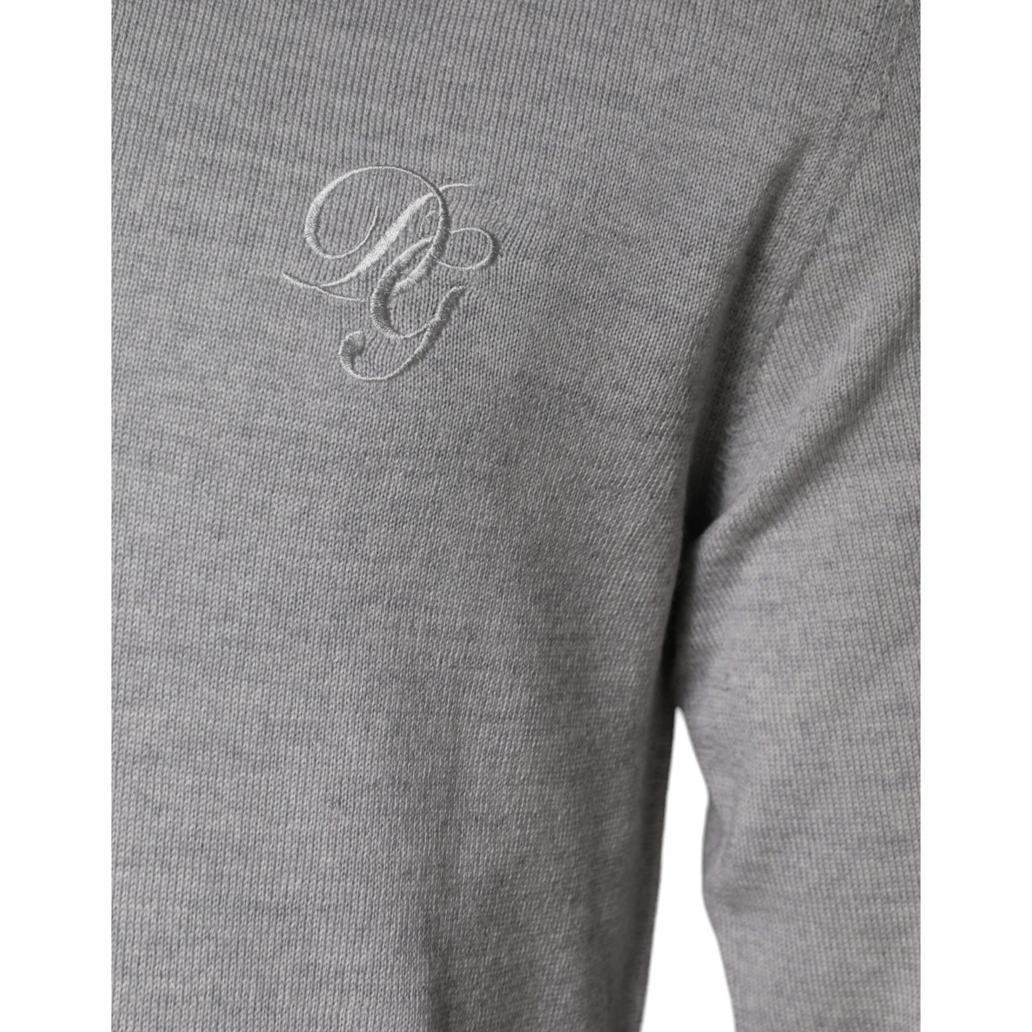 Light Gray Wool Crew Neck Pullover Sweater