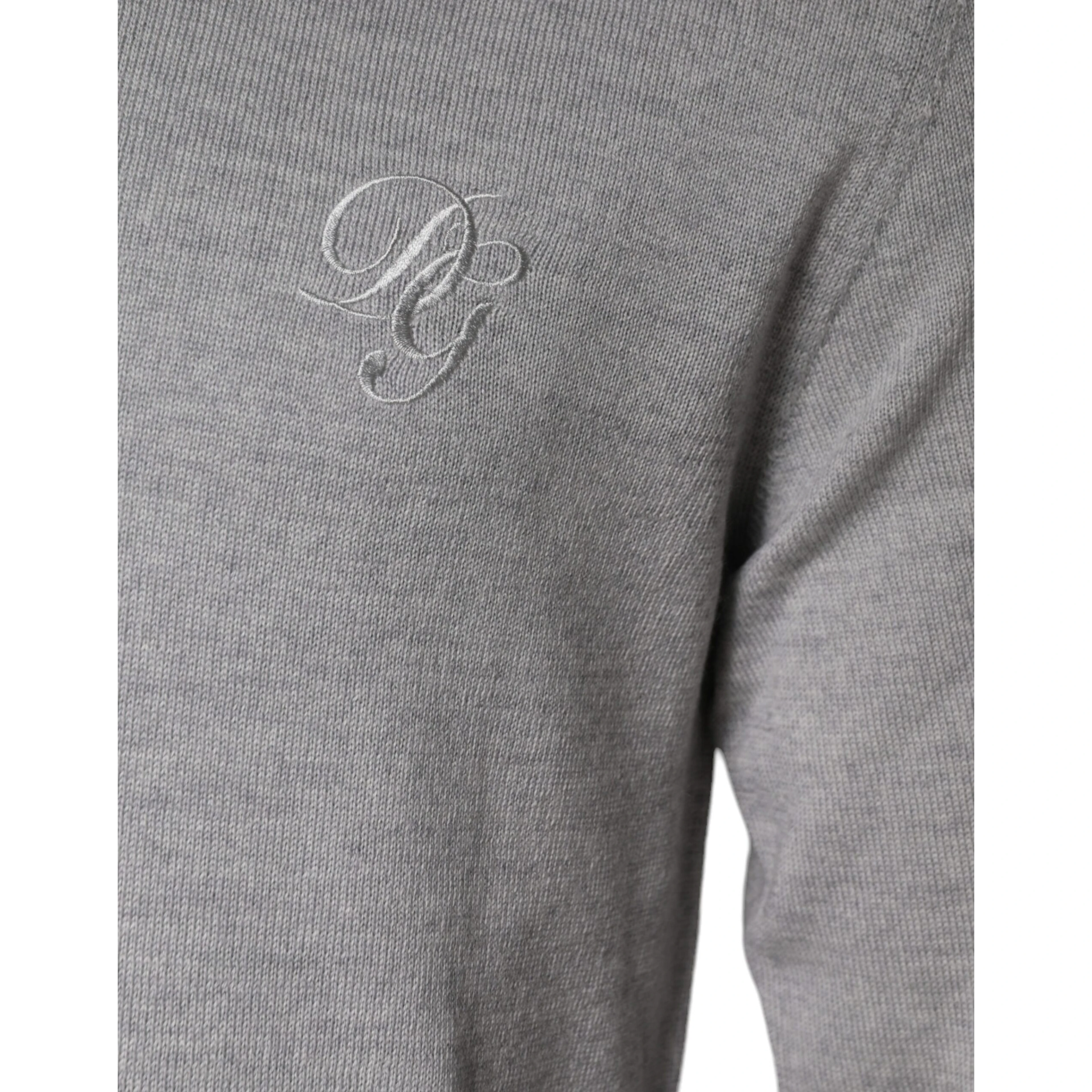 Light Gray Wool Crew Neck Pullover Sweater