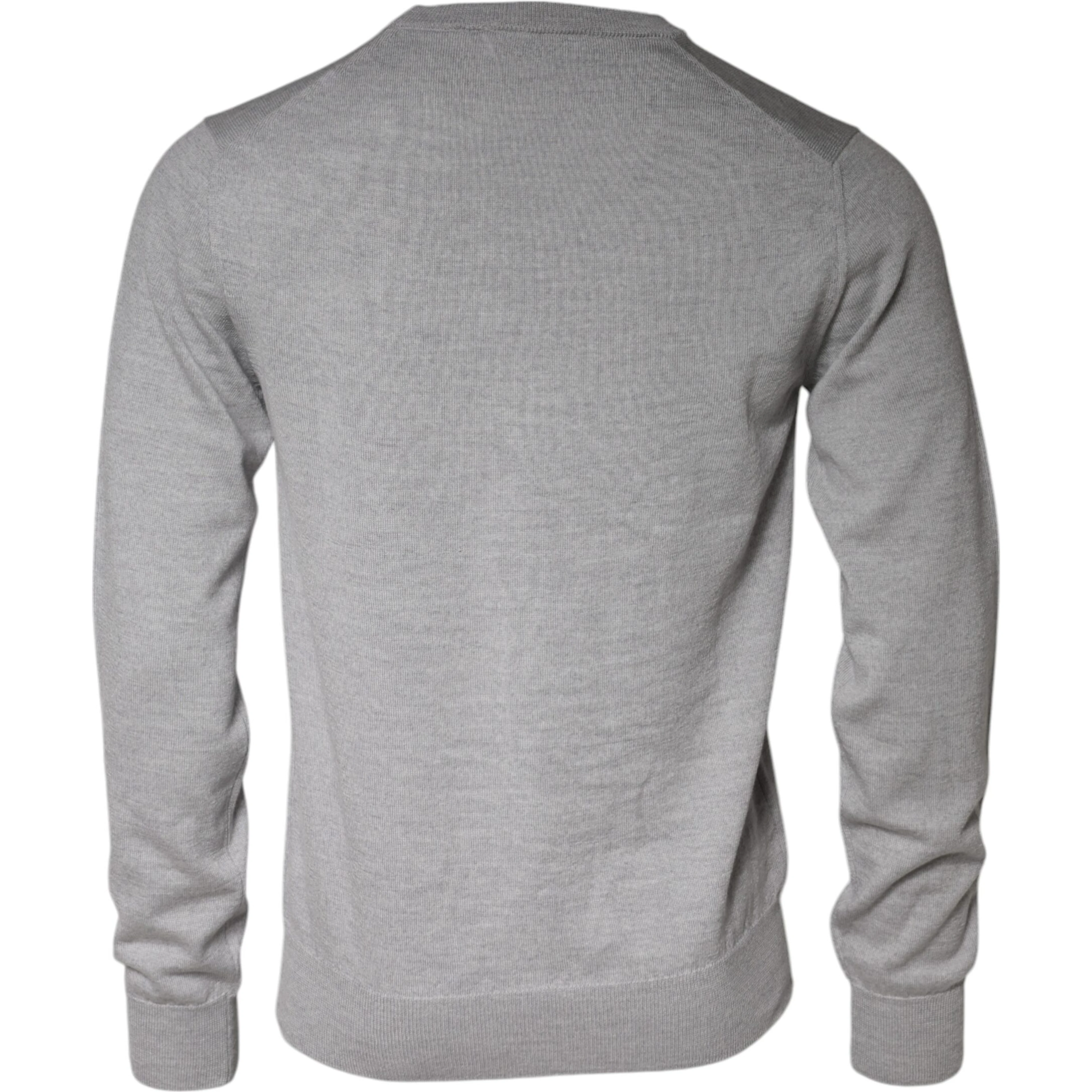 Light Gray Wool Crew Neck Pullover Sweater