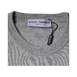 Light Gray Wool Crew Neck Pullover Sweater