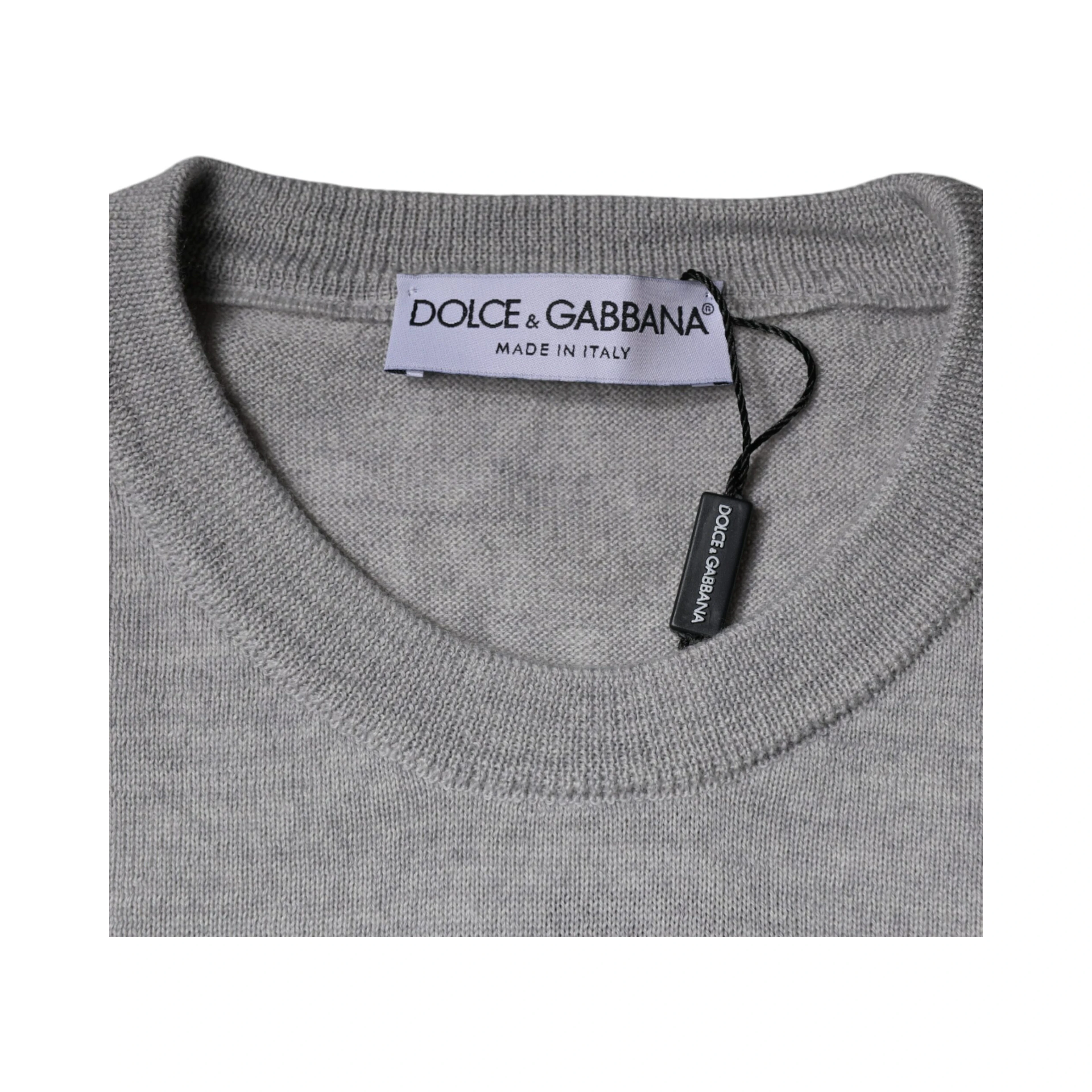 Light Gray Wool Crew Neck Pullover Sweater