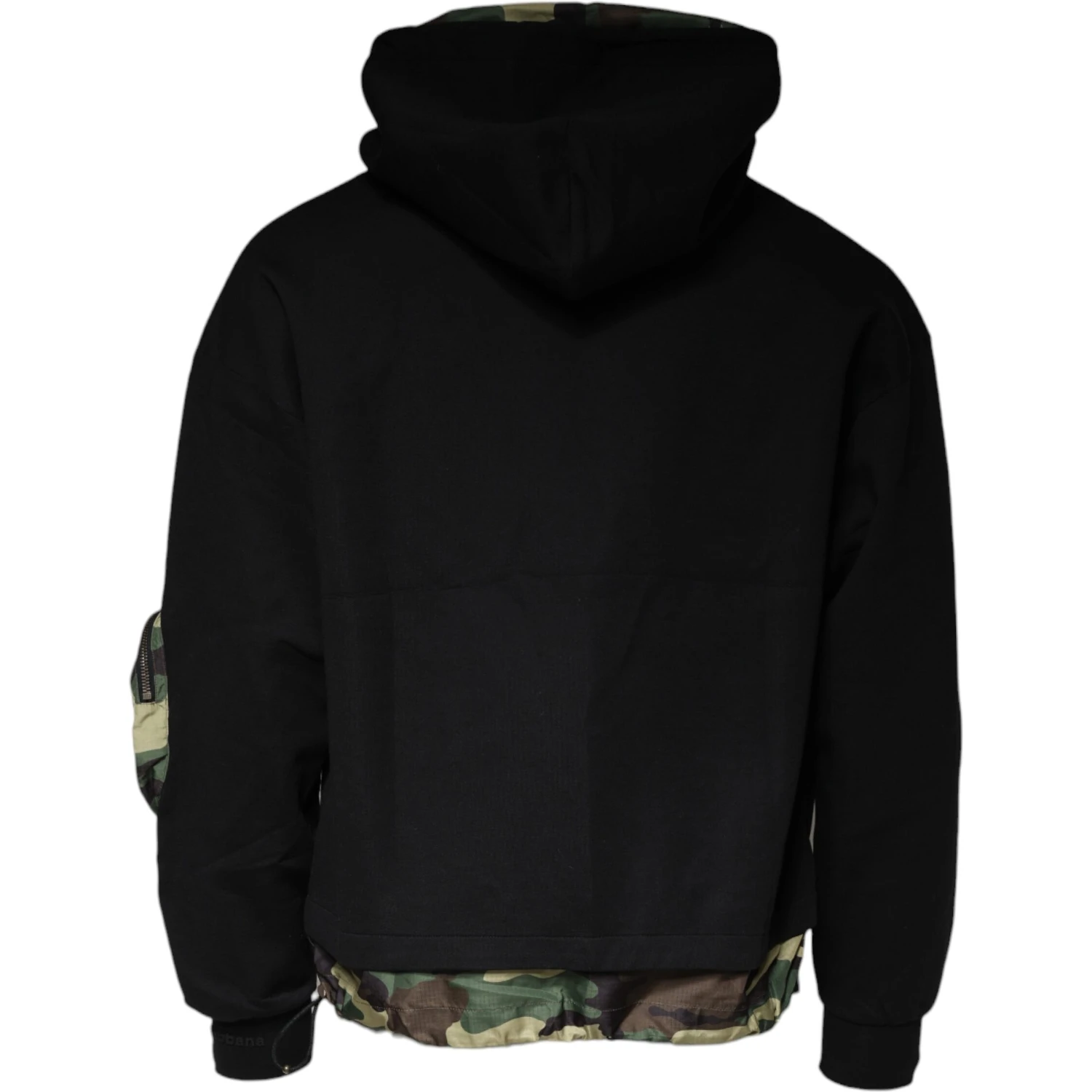 Black Pocket CottonHooded Sweatshirt Sweater