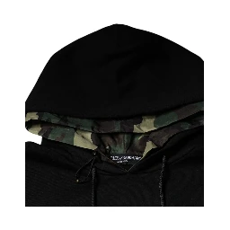 Black Pocket CottonHooded Sweatshirt Sweater