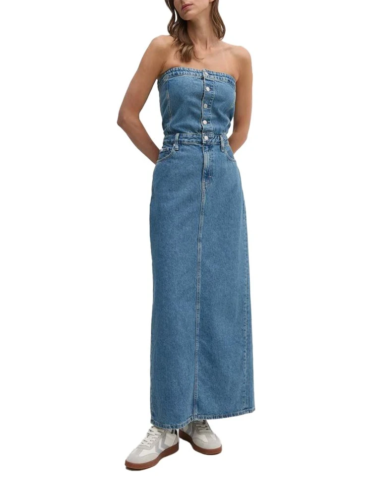 Blue Cotton Long Dress