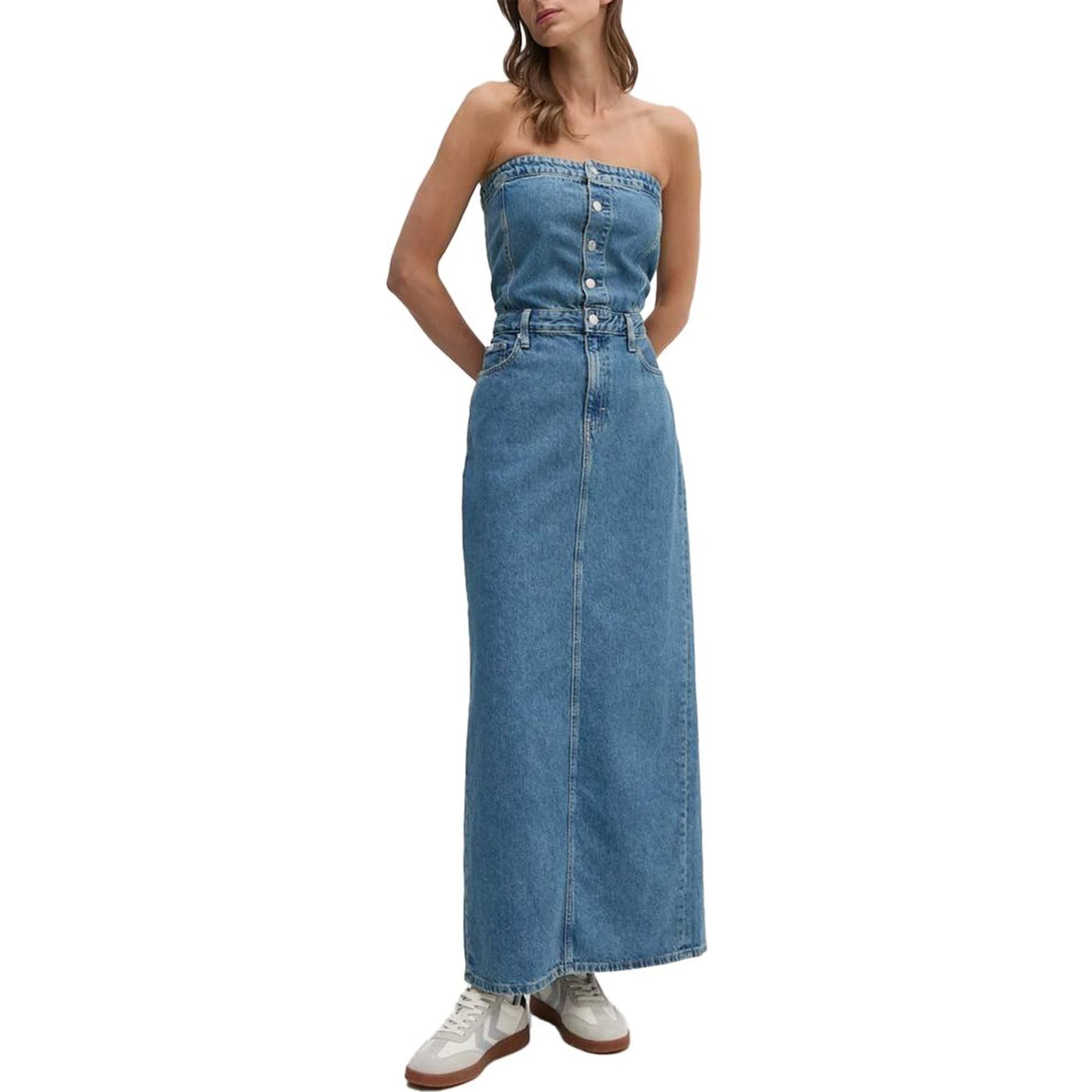 Blue Cotton Long Dress