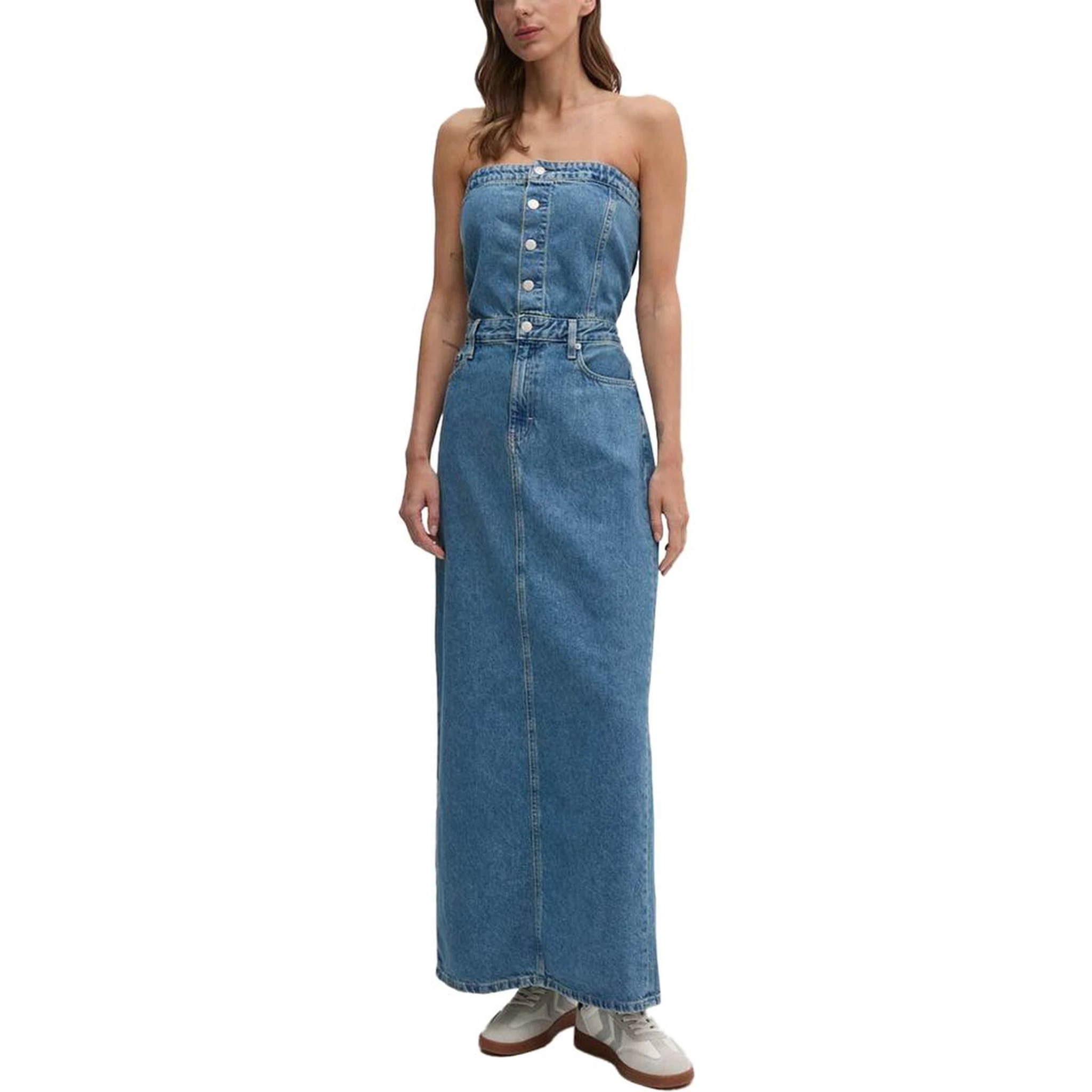 Blue Cotton Long Dress