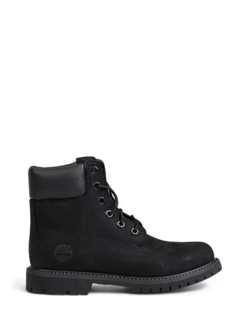 Black Recycled Leather Lace-Up Boots